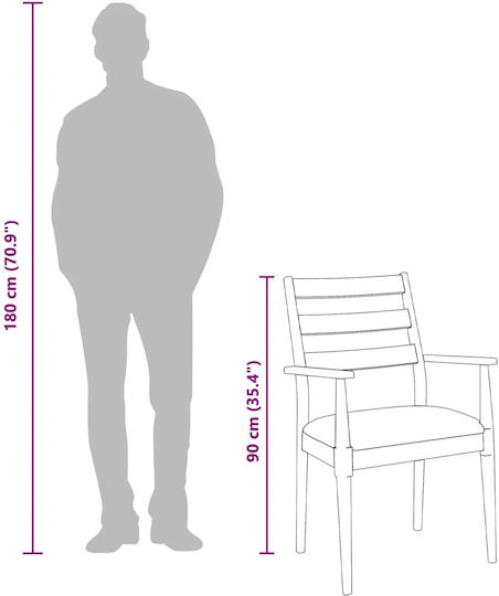 Wooden Brown Dining Chairs 2 Pieces 57x51.5x90cm