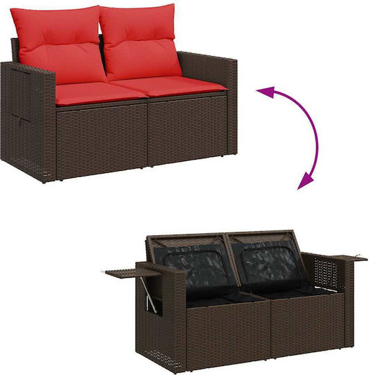 vidaXL Garden & Outdoor Furniture Set Living Room 8 Pieces Brown with Pillows