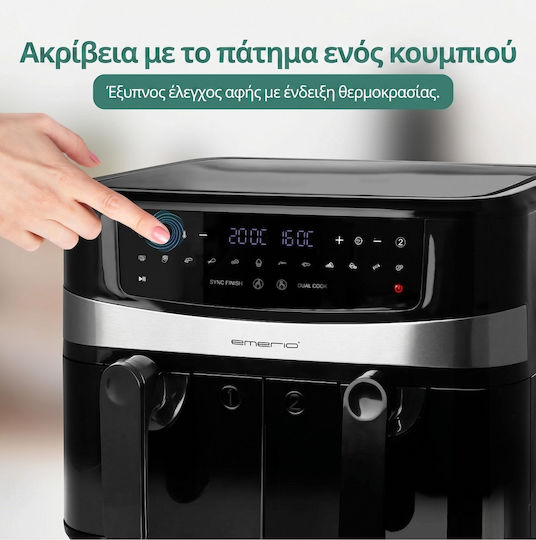 Emerio XXL Air Fryer with Double Detachable Bucket 9lt Black