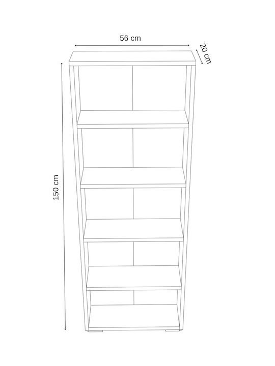 Βιβλιοθήκη Γκρι 56x20x150εκ.