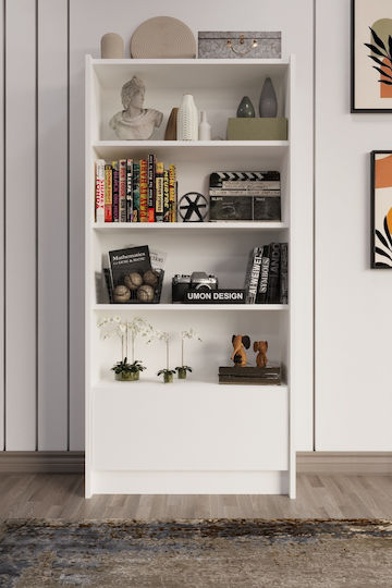 Bibliotecă Albă 65x25x150cm