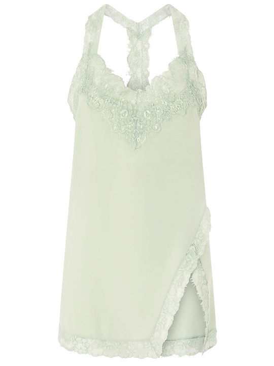 Women's Sleeveless Blouse with V-Neckline Light Green