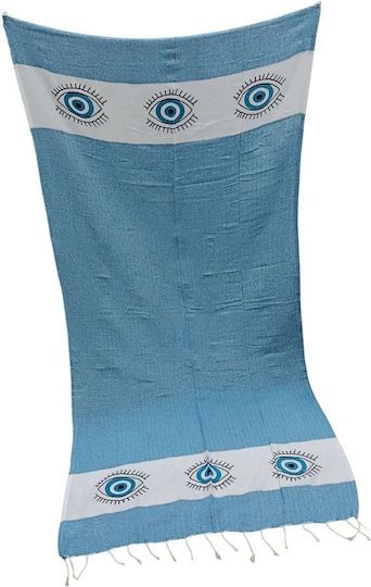 Summertiempo Beach Towel Pareo Turquoise With Fringes 90x180cm