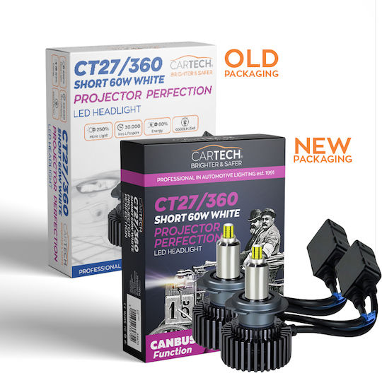 Cartech Λάμπα Αυτοκινήτου HIR1-9011 LED 6500K Ψυχρό Λευκό 60W