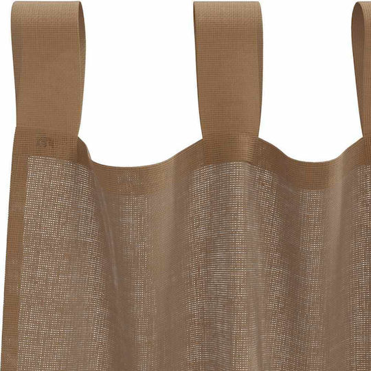 vidaXL Комплект Пердета И Завеси С Презрамки Voile Светлокафяв 140x225см