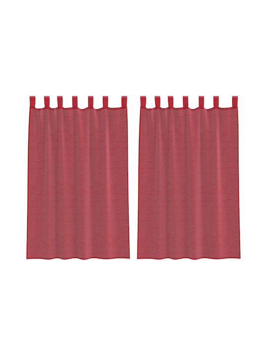 vidaXL Set Curtains Window With Tab Top Wine Red 140x175cm