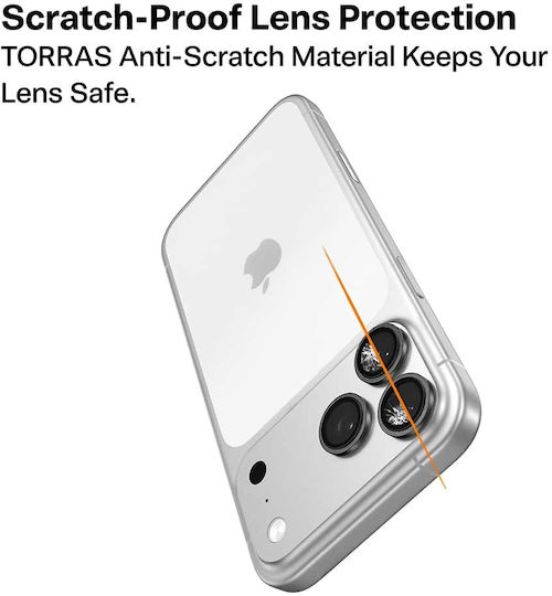 Torras Handy-Kameraschutz Membrane Silber für das Iphone 17 Pro / Iphone 17 Pro Max