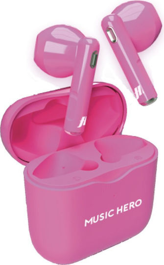 SBS Music Hero Earbud Bluetooth Handsfree Ακουστικά με Θήκη Φόρτισης Fluo Pink