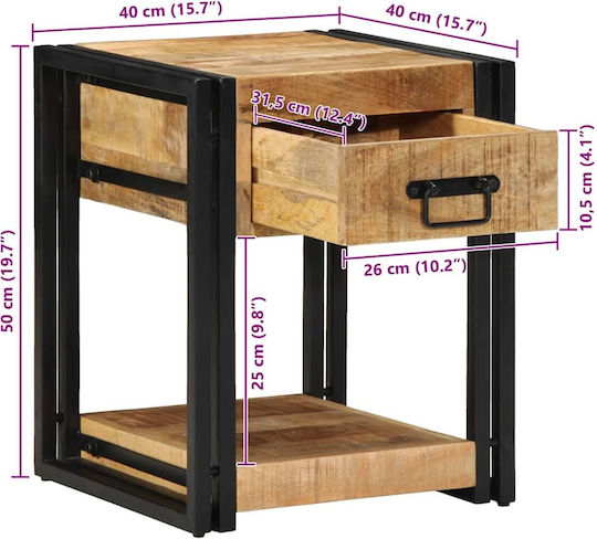 από Μασίφ Ξύλο και Γυαλί 40x40x50cm