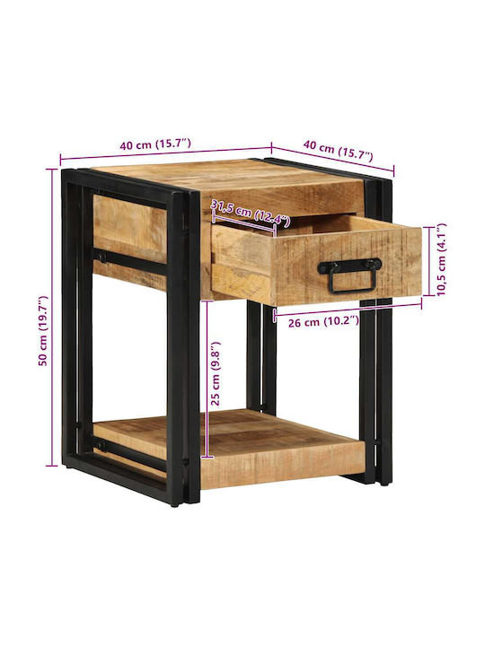 Bedside Tables Made of Solid Wood and Glass Brown 2 Pieces 40x40x50cm