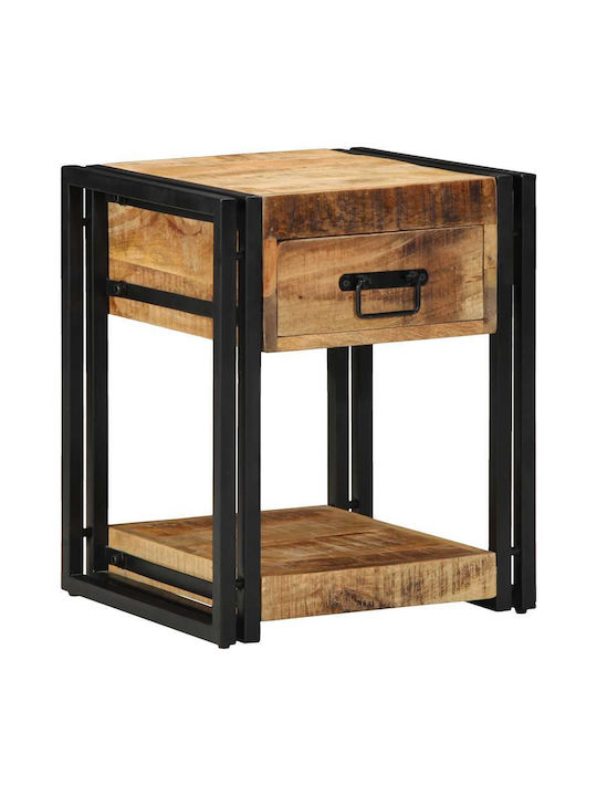 Bedside Tables Made of Solid Wood and Glass Brown 2 Pieces 40x40x50cm