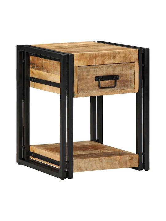 Bedside Tables Made of Solid Wood and Glass Brown 2 Pieces 40x40x50cm