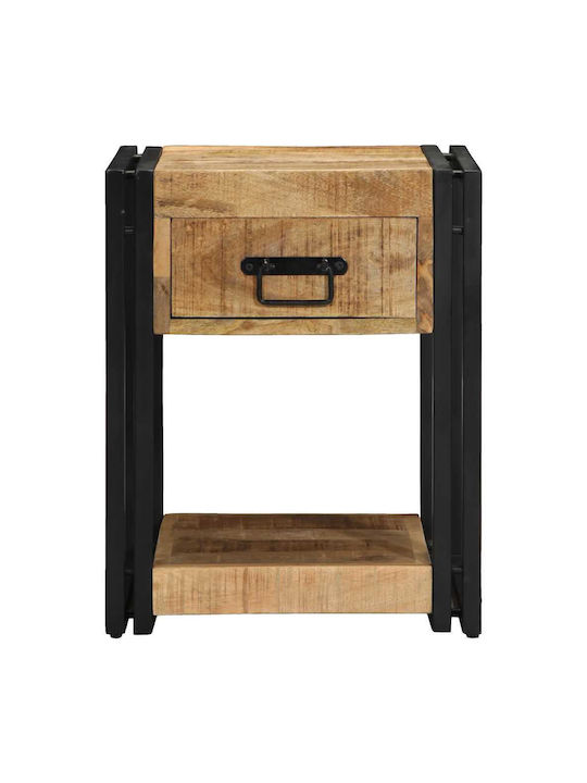Bedside Tables Made of Solid Wood and Glass Brown 2 Pieces 40x40x50cm