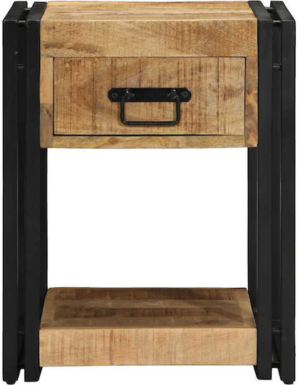 Bedside Tables Made of Solid Wood and Glass Brown 2 Pieces 40x40x50cm