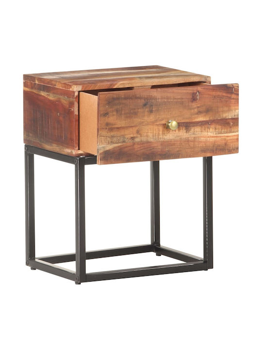 Nachttisch Aus Massivholz Mit Metallbeinen Beiges 40x30x50cm