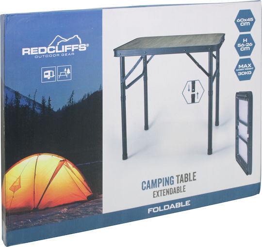Redcliffs Τραπέζι Αλουμινίου για Camping Πτυσσόμενο 60x45cm Μαύρο