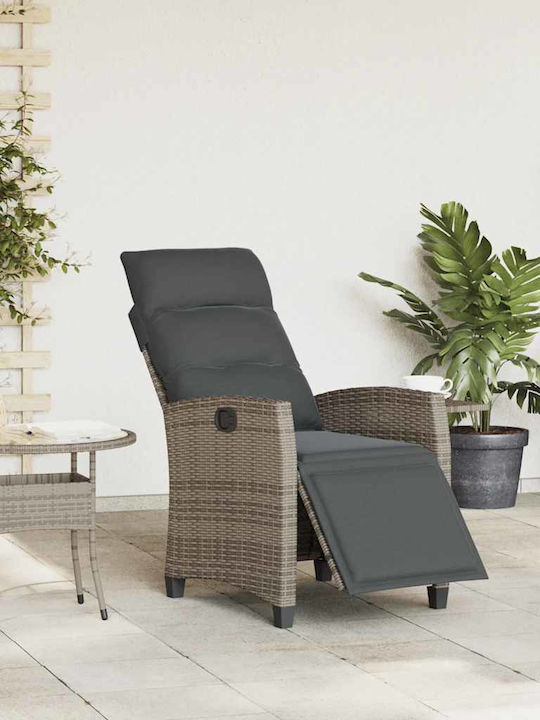 Outdoor Chair Rattan Gray with Cushion