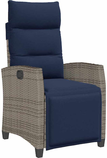 Outdoor Chair Rattan Gray with Cushion