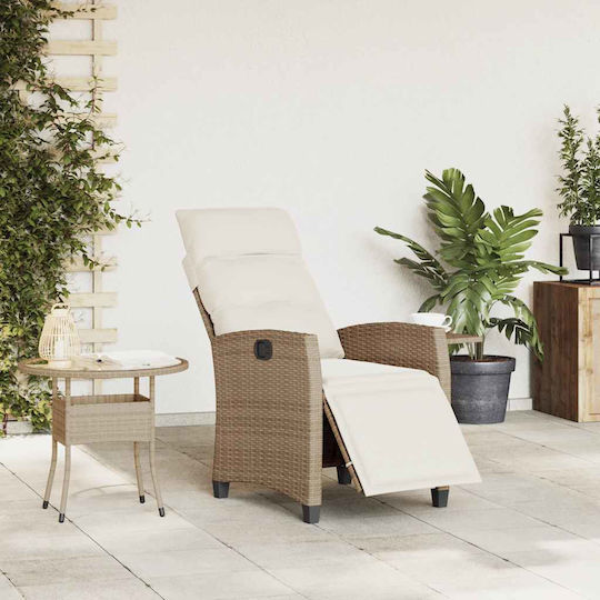 Outdoor Chair Rattan Beige with Cushion