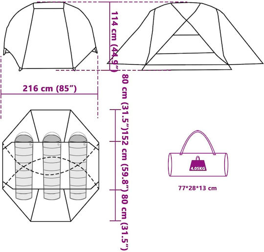 vidaXL Fishing Tent for 3 People