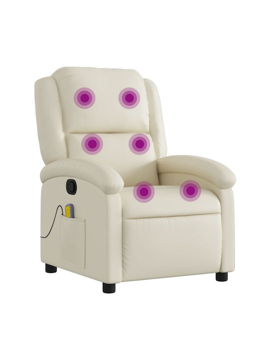 Πολυθρόνα Relax Massage από Δερματίνη Κρεμ 71x86.5x99.5cm