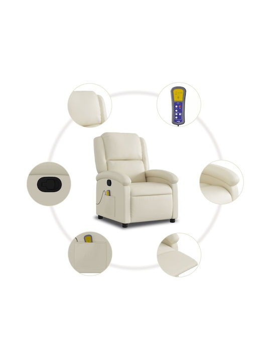 Πολυθρόνα Relax Massage από Δερματίνη Κρεμ 71x86.5x99.5cm