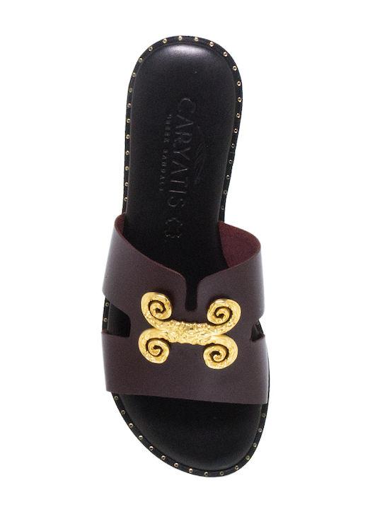 Кожени Дамски Сандали Flatforms Бордо