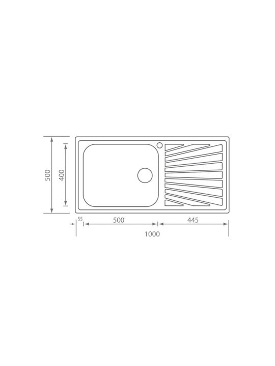 Sanitec Cometa Vessel Kitchen Sink Left Handed Inox Satin Finish L100xW50cm Silver