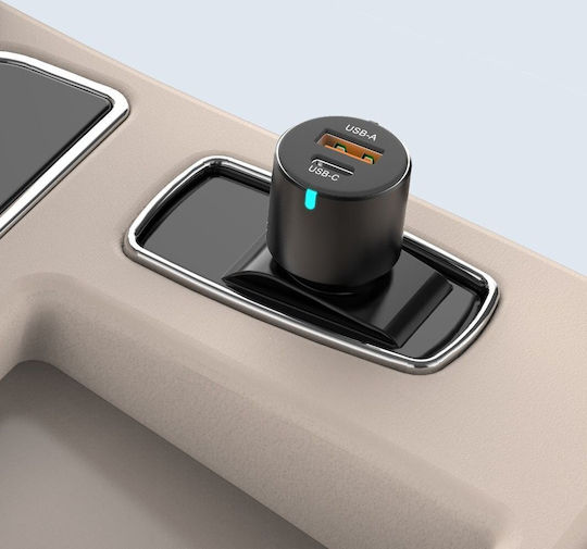ATC Auto-Ladegerät 100W 10A mit Anschlüssen: 1xUSB 1xType-C zusammen mit Kabeltyp Type-C Blau Farbe