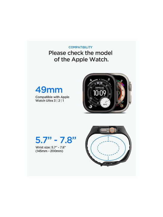 Spigen Spigen Liquid Air Pro & Tempered Glass Apple Watch Ultra 1 2 3 49 Mm Black