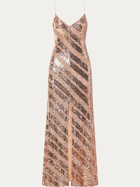 Maxi Evening Dress Pink Gold Unadress