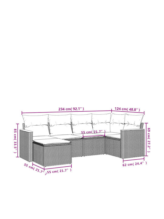 Canapea De Colț De Exterior Din Rattan Cu Perne 62x62x69cm