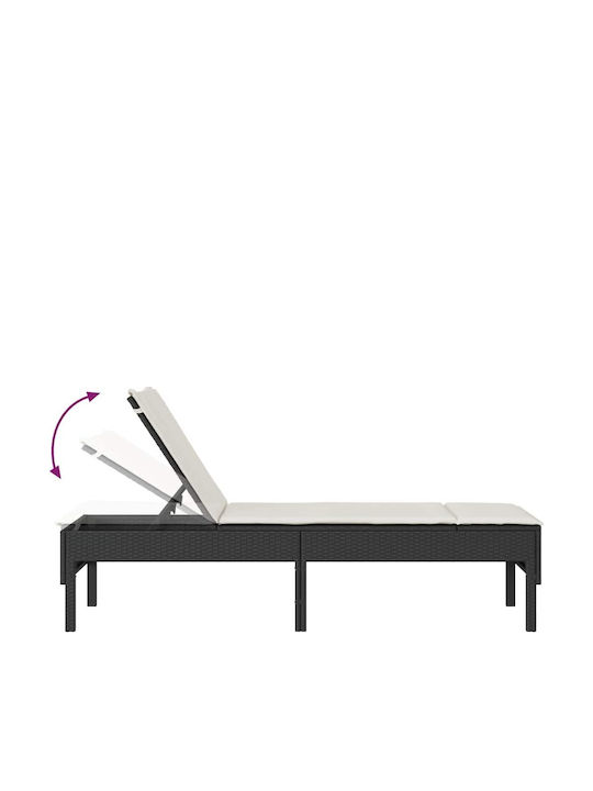 Șezlong Rattan Cu Pernă Negru 200x55x44cm