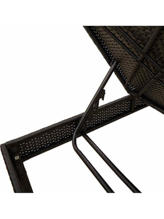 Șezlong Rattan Cu Pernă Negru 200x55x44cm