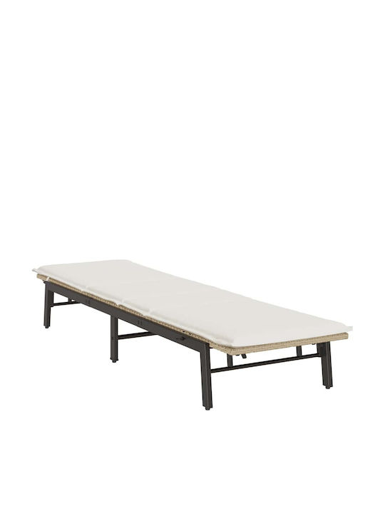 Garten- und Pool-Liegestuhl Rattan mit Beigen Kissen 200x59x25cm