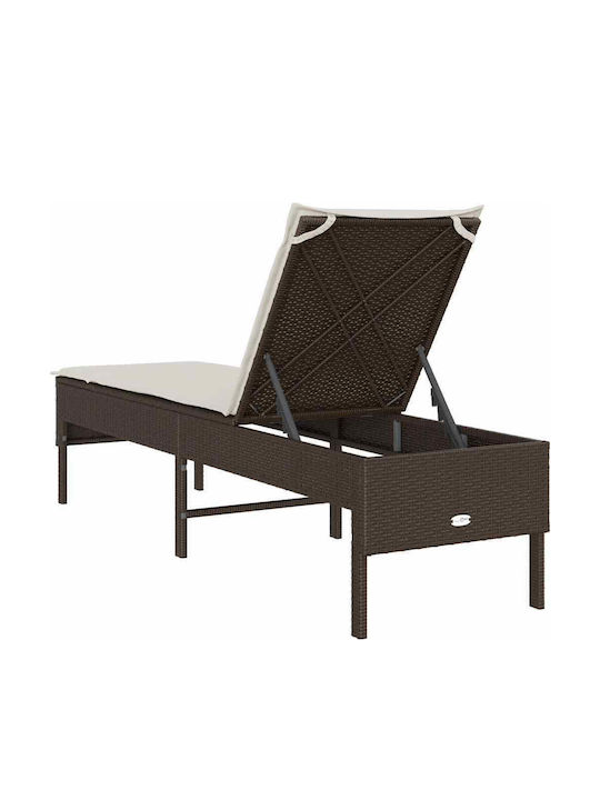 Rattan Deckchair with Brown Pillow 200x55x44cm