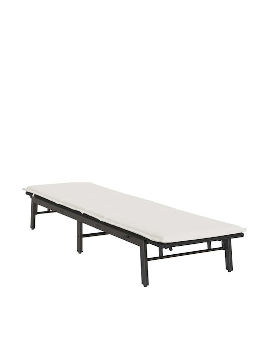 Șezlong Rattan Cu Pernă Negru 200x59x25cm