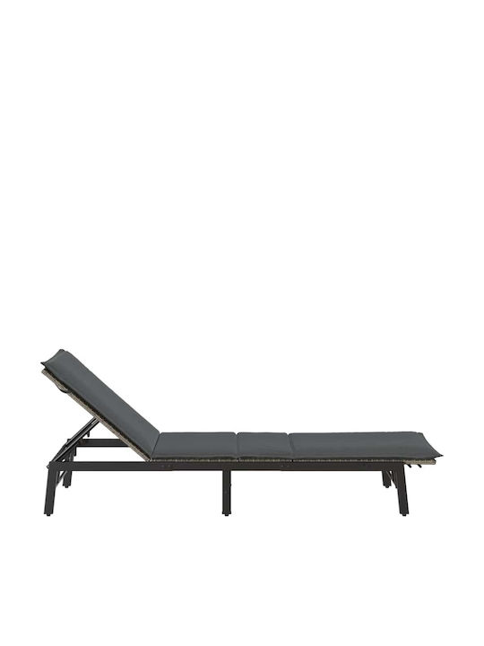 Șezlong Rattan Cu Pernă Gri 200x59x25cm