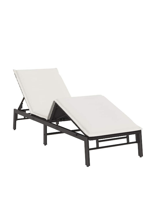 Șezlong Rattan Cu Pernă Negru 200x59x25cm