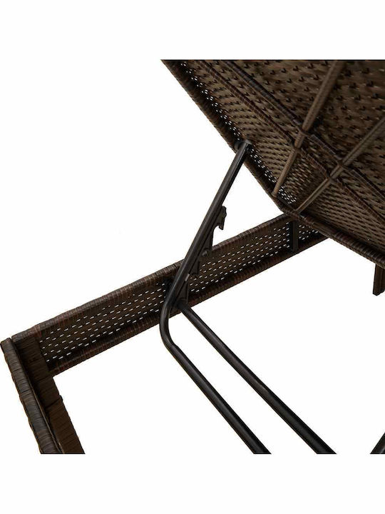 Rattan Deckchair with Brown Pillow 200x55x44cm