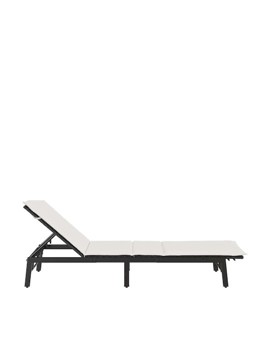 Șezlong Rattan Cu Pernă Negru 200x59x25cm
