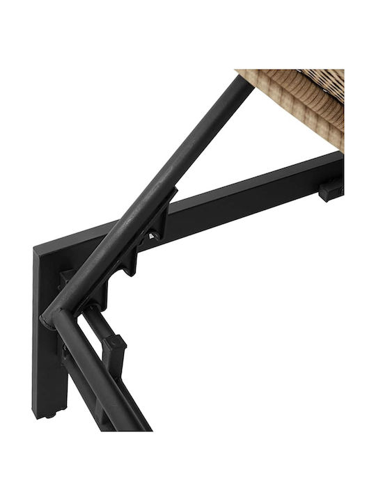 Garten- und Pool-Liegestuhl Rattan mit Beigen Kissen 200x59x25cm