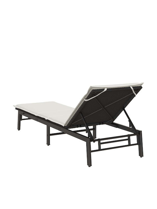 Șezlong Rattan Cu Pernă Negru 200x59x25cm
