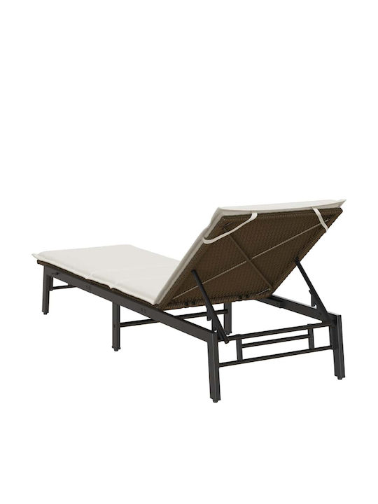 Ξαπλώστρα Rattan με Μαξιλάρι Καφέ 200x59x25εκ.