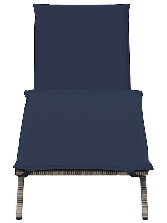 Garten- und Pool-Liegestuhl Rattan mit Kissen Grau 200x59x26cm