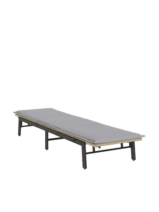 Garten- Und Pool-Liegestuhl Rattan Mit Beigen Kissen 200x59x25cm