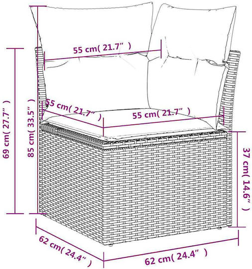 vidaXL Garden & Outdoor Furniture Set Living Room 7 Pieces Gray with Pillows
