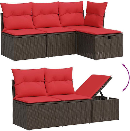 vidaXL Garten- und Outdoor-Möbelsets Wohnzimmer Typsatz 6 Stück Braun mit Kissen