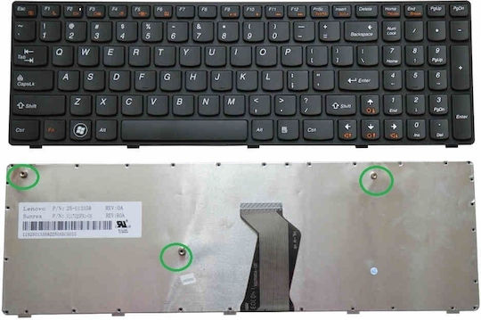 Green Cell Laptop Keyboard for B570 B575 B580 B590 Z570 with Frame and English (US) Layout in Black Colour