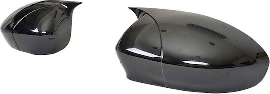Set 2 Capace Oglindă Stil Batman Fiat 500 Punto Linea Punto Evo Culoare Negru Pian Negru Lucios Instalare Ușoară Rezistent la UV Material Premium